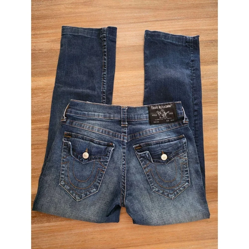 True Religion Jeans Men Sz 31 Blue Ricky Relaxed Straight Washed 5 Pocket Modern